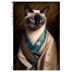 Gato con Kimono. Papel de arroz A5, 22,5x16 cm | L'aura Bella