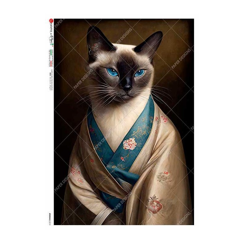 Gato con Kimono. Papel de arroz A5, 22,5x16 cm | L'aura Bella