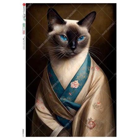 Gato con Kimono. Papel de arroz A5, 22,5x16 cm | L'aura Bella