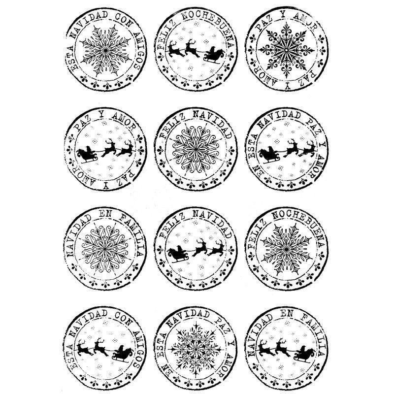 12 sellos de Navidad. FOLEX Peltre. 20x30cm. FSE015P | L'aura Bella