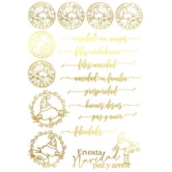 Gatos y frases navideñas. FOLEX Oro. 20x30cm FSE037O | L'aura Bella