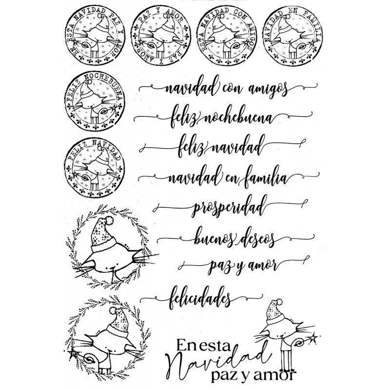 Gatos y frases Navideñas. FOLEX Peltre. 20x30cm. FSE037P | L'aura Bella