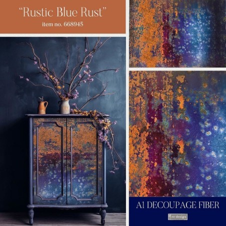 Rustic Blue Rust. A1 Decoupage Fiber Paper Redesign | L'aura Bella