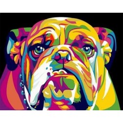 Pintar por números: Bulldog Pop Art. lienzo enrollado | L'aura Bella