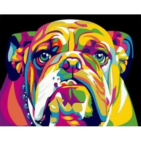 Pintar por números: Bulldog Pop Art. lienzo enrollado | L'aura Bella