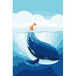 Pintar por números MINI: Ballena Azul. Bastidor 20x20cm | L'aura Bella