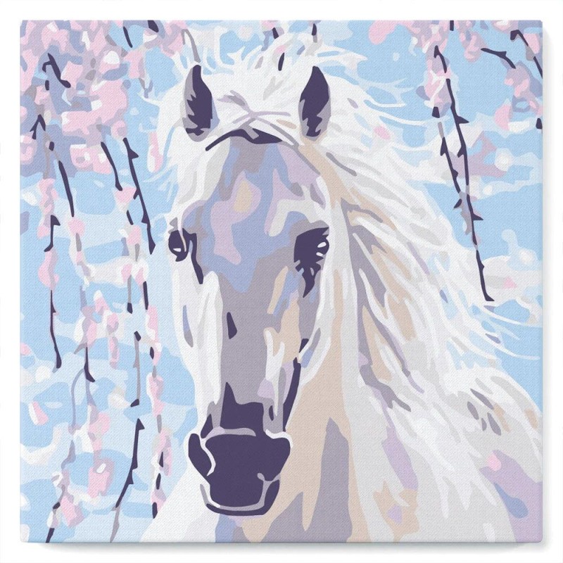 Pintar por números MINI: Caballo. Bastidor 20x20cm | L'aura Bella