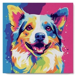 Pintar por números MINI: Perro Pop Art. Bastidor 20x20cm | L'aura Bella
