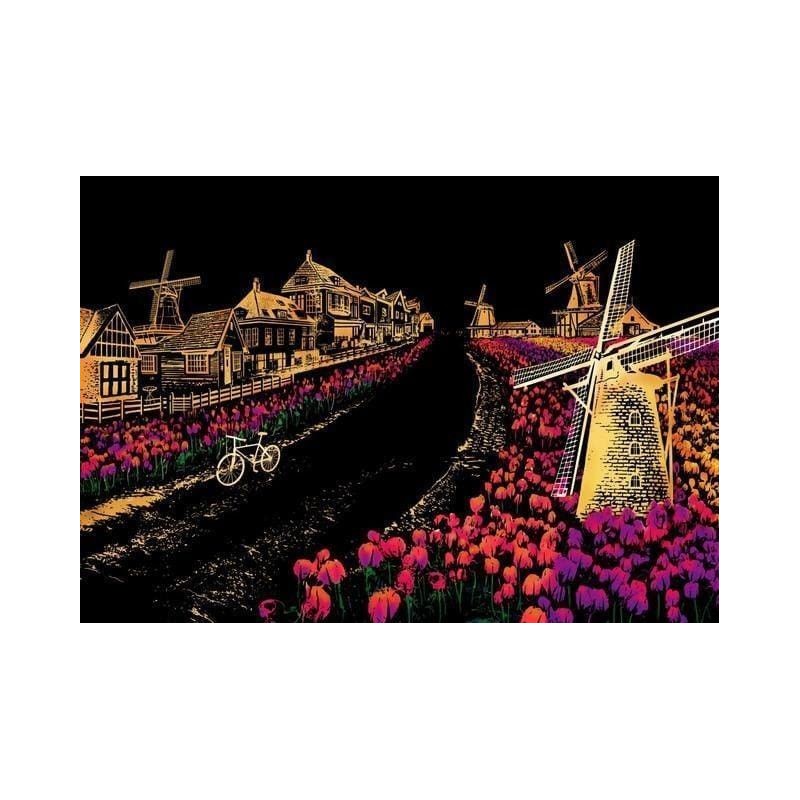 Kit Arte para Rascar: Tulipanes y Holandas, 29.7x42cm | L'aura Bella