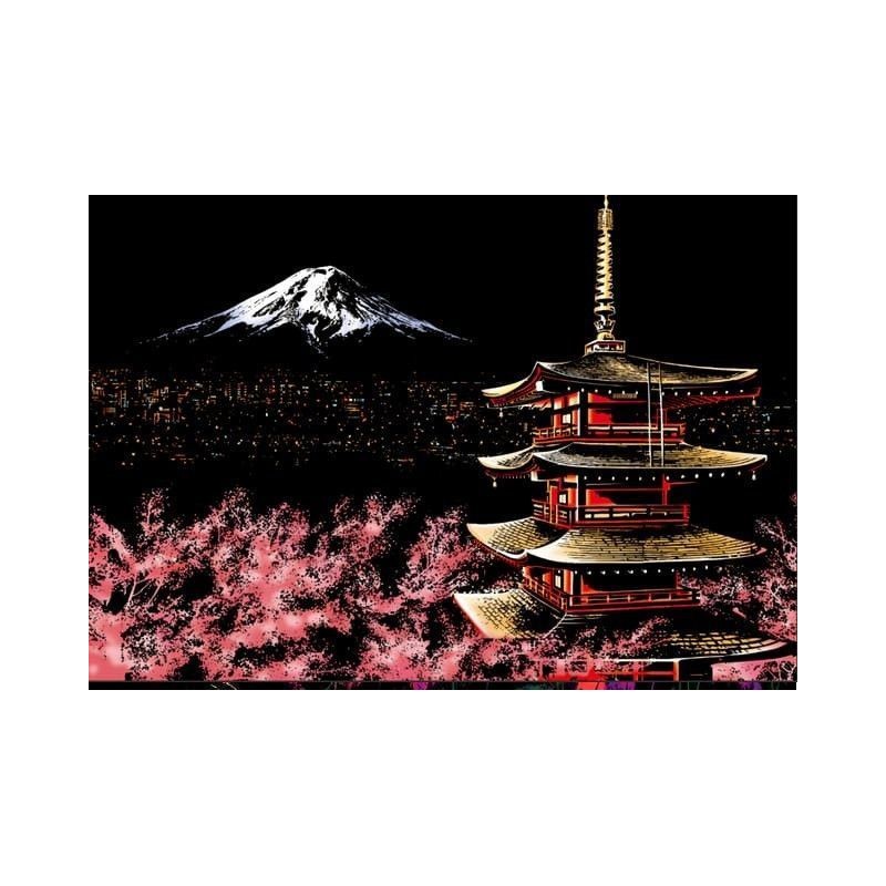 Kit Arte para Rascar: Monte Fuji, Japón, 29.7x42cm | L'aura Bella