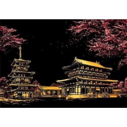 Kit Arte para Rascar: Templo Yakushiji, Japón 29.7x42cm | L'aura Bella