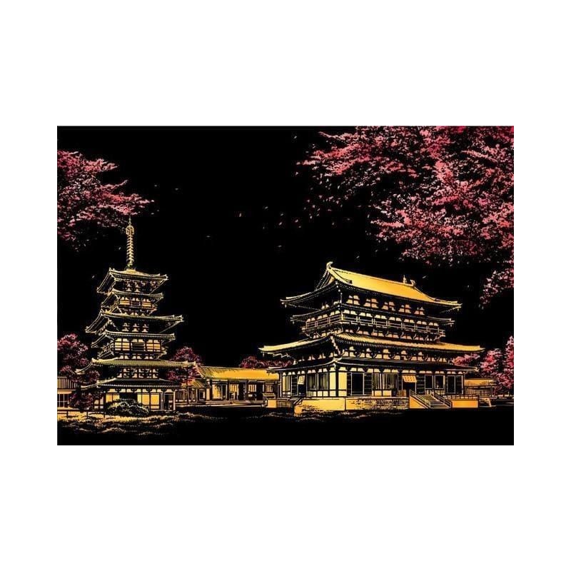 Kit Arte para Rascar: Templo Yakushiji, Japón 29.7x42cm | L'aura Bella