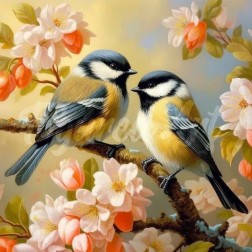 Diamond Painting: Pareja de pájaros. 25x 25cm. Bastidor | L'aura Bella