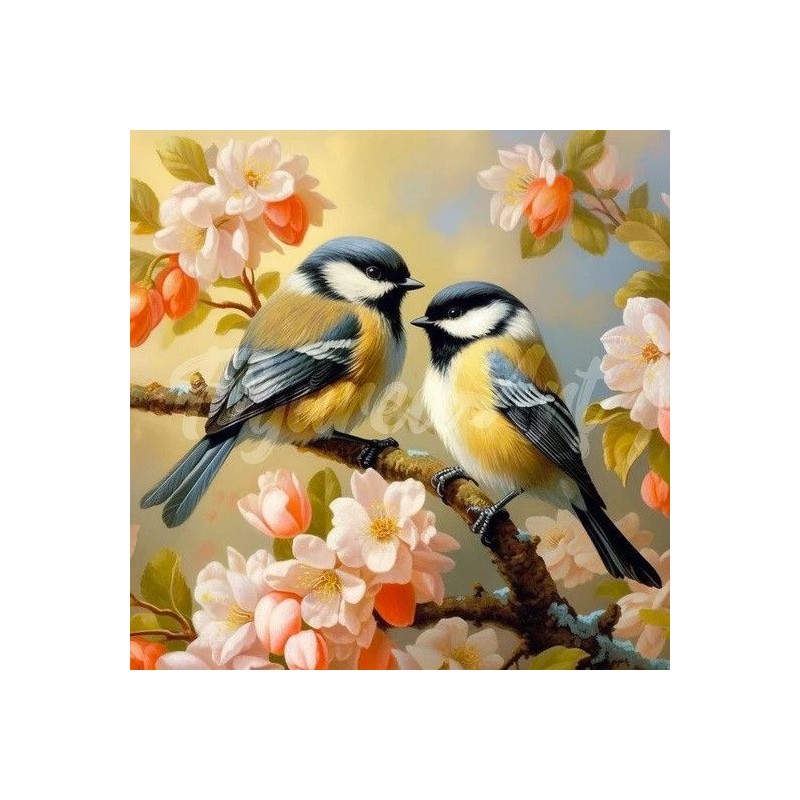 Diamond Painting: Pareja de pájaros. 25x 25cm. Bastidor | L'aura Bella