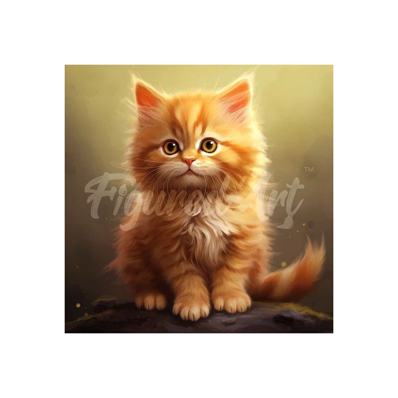 Diamond Painting: Gatito naranja. 25x 25cm. Bastidor | L'aura Bella