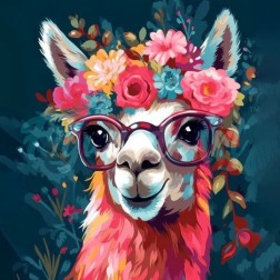 Diamond Painting: Llama con flores. 25 x 25 cm | L'aura Bella