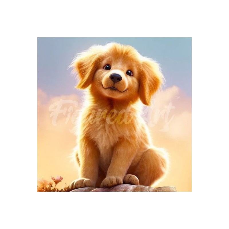 Diamond Painting: Golden Retriever perrito. 25 x 25 cm | L'aura Bella