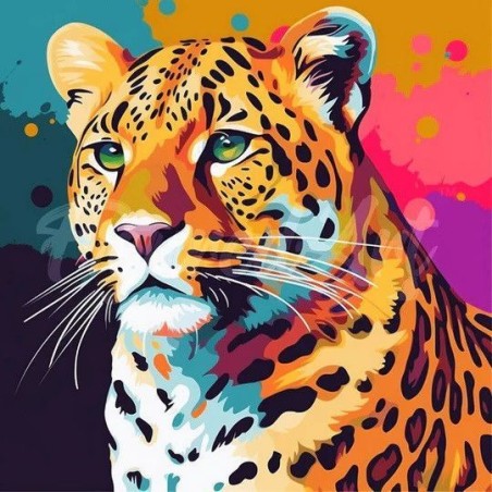 Diamond Painting: Leopardo Pop Art. 25 x 25 cm | L'aura Bella