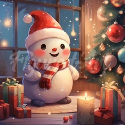 Diamond Painting: Muñeco de Nieve feliz. 25 x 25 cm | L'aura Bella