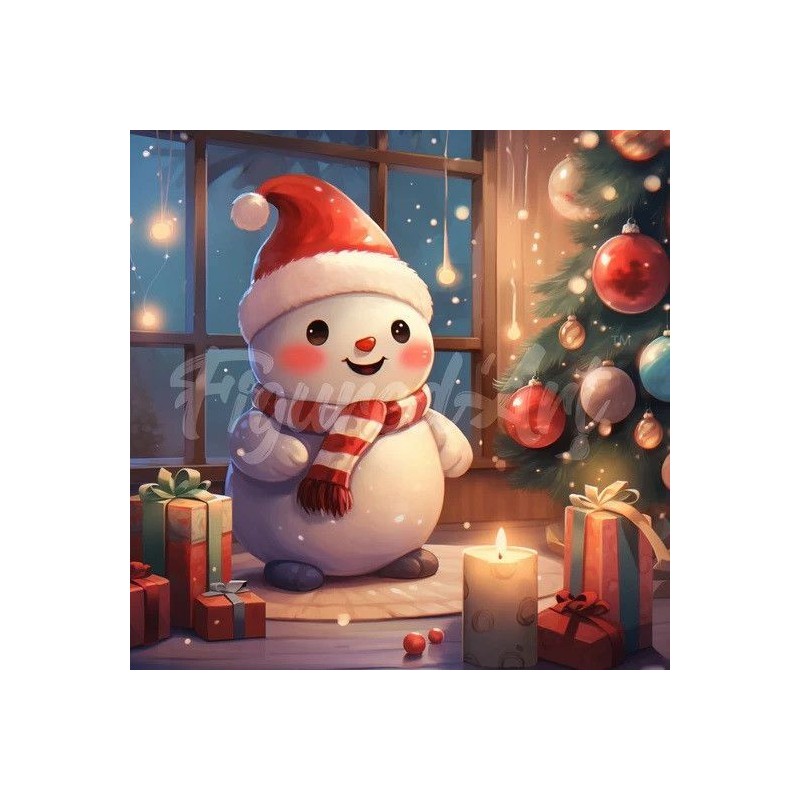 Diamond Painting: Muñeco de Nieve feliz. 25 x 25 cm | L'aura Bella