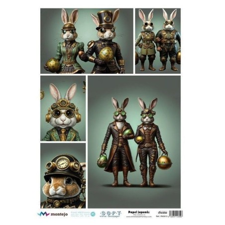 Pascua conejos Steampunk. Papel arroz SOFT japonés, A3 | L'aura Bella