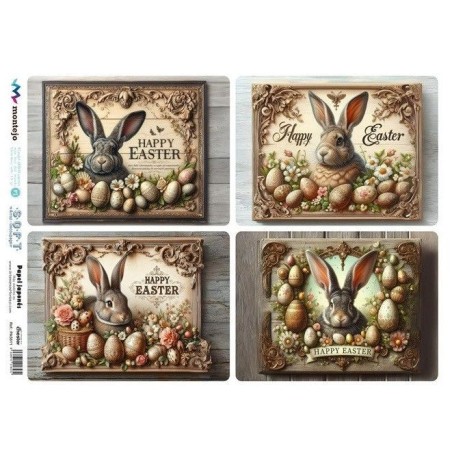 Conejos de Pascua. Papel arroz SOFT japonés, A3 SPA5611 | L'aura Bella