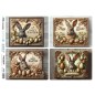 4 imágenes con conejos de Pascua, apaisado. Papel de arroz SOFT japonés, A3.
