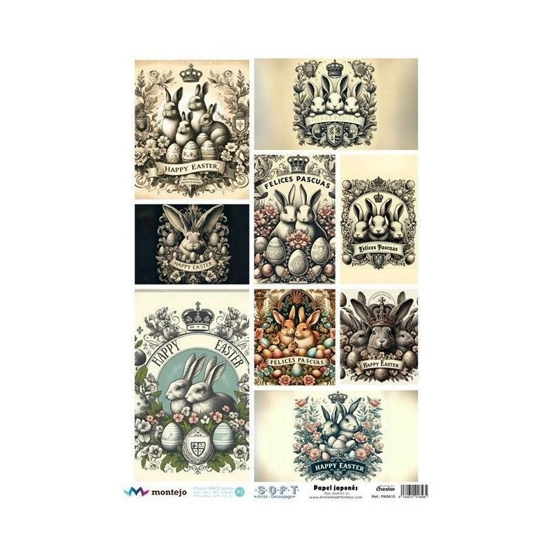 Conejos de Pascua. Papel arroz SOFT japonés, A3 SPA5610 | L'aura Bella
