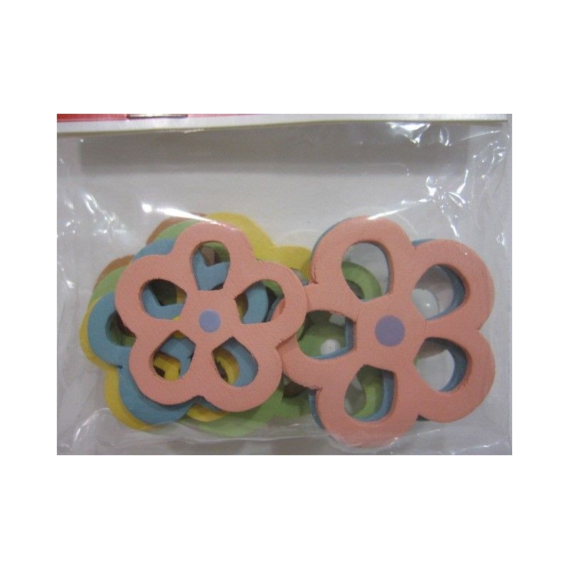 Flores de madera. Varios colores. 12 pzs.. Knorr Prandell. Decoraciones, Flores