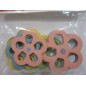 Flores de madera. Varios colores. 12 pzs.