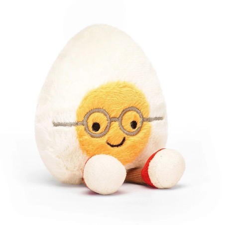 Amuseable Boiled Egg Geek. Huevo Cocido feliz con gafas. Peluche Jellycat
