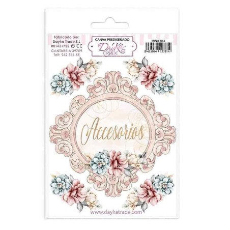 Tela prediseñada con cartel accesorios y flores. Dayka | L'aura Bella