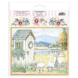 Tela prediseñada con ocas paseando por el campo. Dayka | L'aura Bella