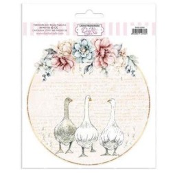 Tela prediseñada con ocas paseando y escritura. Dayka | L'aura Bella