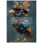 Azure Aviator, pájaro. A1 Decoupage Fiber Paper Redesign.