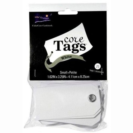 25 etiquetas blancas rectangulares con eyelet. Core'dinations