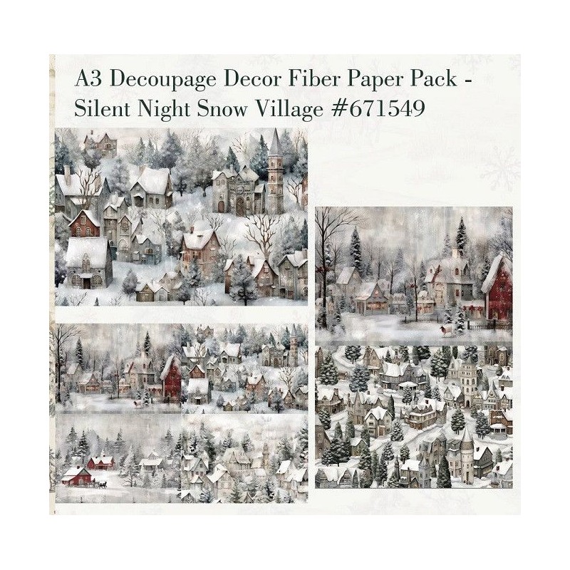 Silent Night Snow Village. A3 Decoupage Paper Redesign | L'aura Bella