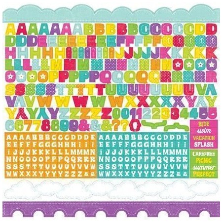 Abecedario colorido. Summer days. Echo Park Paper. Decoraciones, Pegatinas