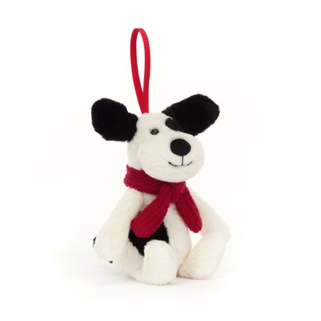 Bashful Puppy Decoration, Perrito navideño para colgar. BASS6BPD. Peluche Jellycat.