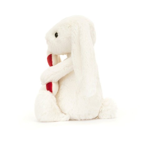 Bashful Bunny with Candy Cane, conejito con bastón de caramelo. BB6CC. Peluche Jellycat.