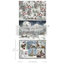 Snowfall Splendor.  A3 Decoupage Fiber Pack Redesign | L'aura Bella