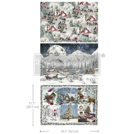 Snowfall Splendor.  A3 Decoupage Fiber Pack Redesign | L'aura Bella
