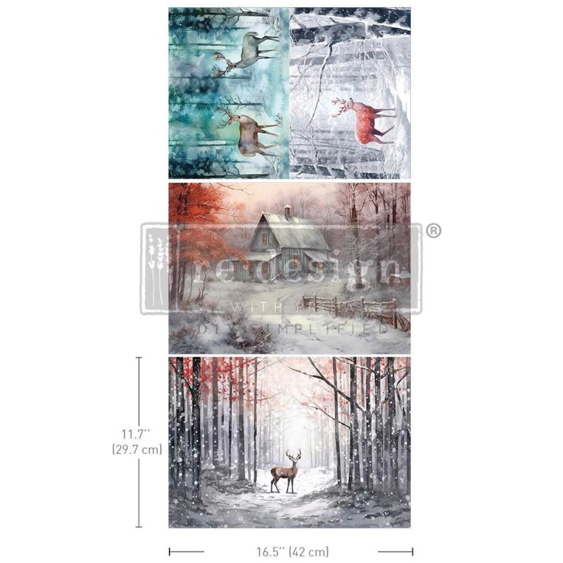 Dashing Through the Pines. A3 Decoupage Fiber Redesign | L'aura Bella