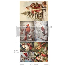 Festive Cardinal. A3 Decoupage Fiber Pack Redesign | L'aura Bella