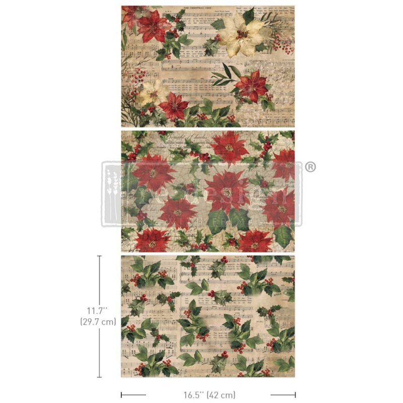 Poinsettias. A3 Decoupage Fiber Pack Redesign 671563 | L'aura Bella
