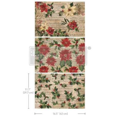 Poinsettias. A3 Decoupage Fiber Pack Redesign 671563 | L'aura Bella