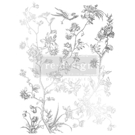 Silver Bird, plata. KACHA Decor Foil Transfers® 672225 | L'aura Bella