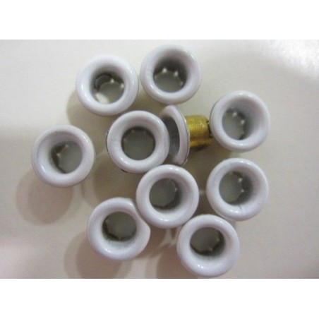 Ojetes metálicos blancos para scrapbooking. Pack 10 unidades