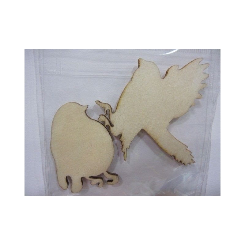 Pájaros de madera. 2 uds.  Madera |L' aura Bella