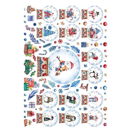 Bolas de cristal navideñas. Papel arroz 32x45cm TCR-138 | L'aura Bella